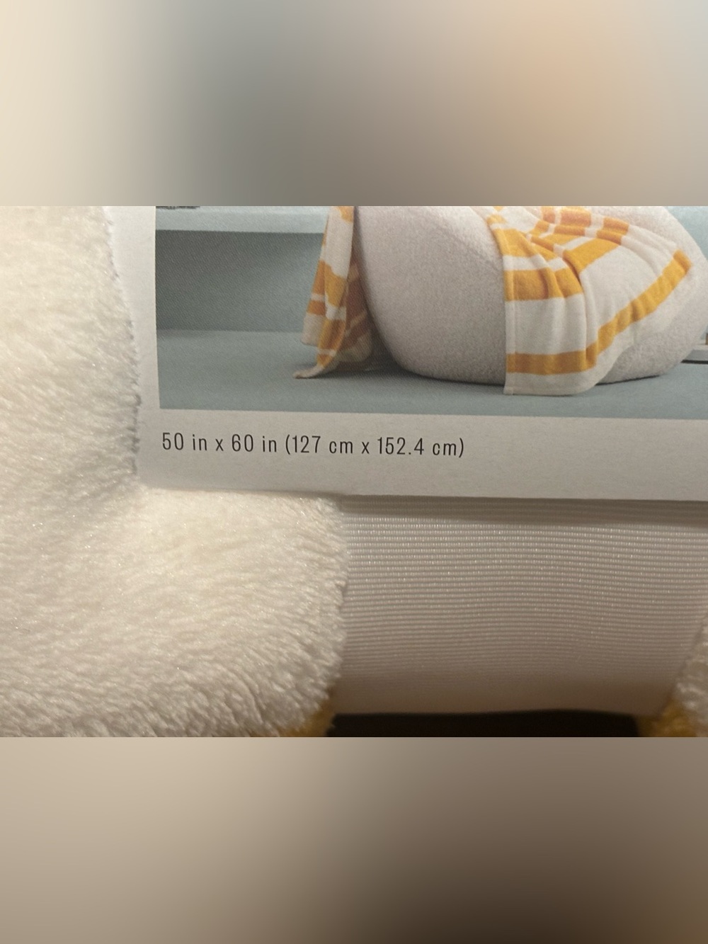 Room Essentials Yellow & White Striped Plush Throw Blanket - Picture 4 of 4